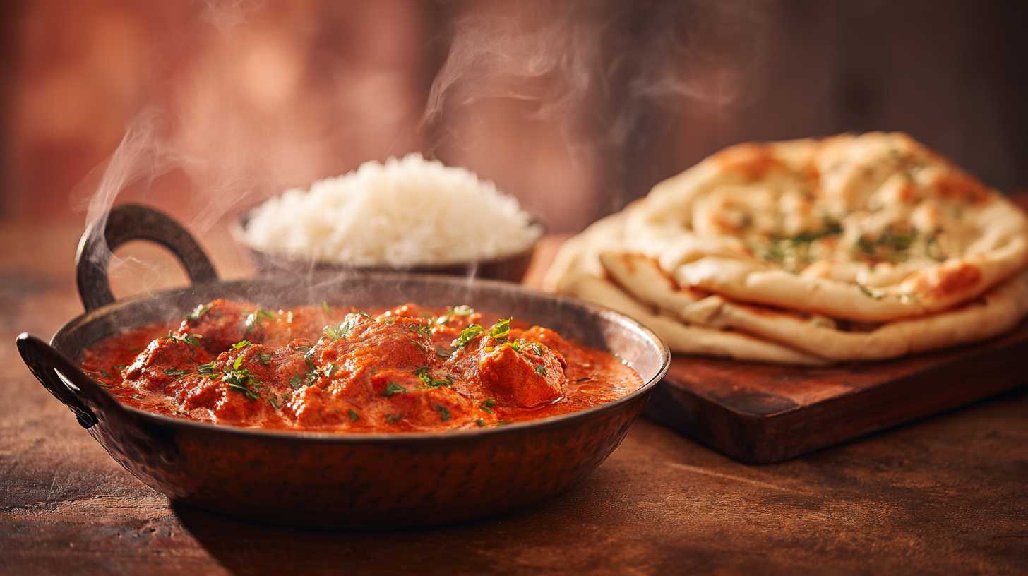 Spice Garden curry and naan spread