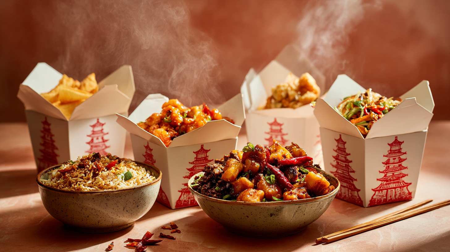 Golden Lotus Kitchen takeaway box with chopsticks