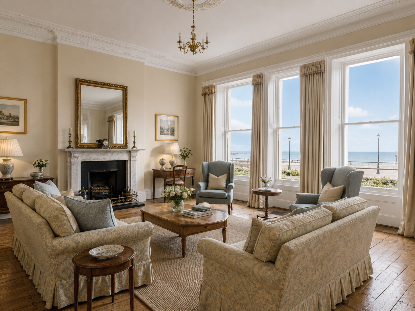Reception room with sea views in the detached villa